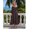 ZESICA Womens 2026 Fall Floral Wedding Guest Off the Shoulder Maxi Dresses | Long Sleeve, Soft Mesh Fabric Lined, A Line Flowy, High Waisted, Wedding Guest, Cocktail Party, Formal Elegant, Long Dress(Tanpurple)