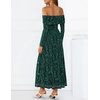 ZESICA Womens 2026 Fall Floral Wedding Guest Off the Shoulder Maxi Dresses | Long Sleeve, Soft Mesh Fabric Lined, A Line Flowy, High Waisted, Wedding Guest, Cocktail Party, Formal Elegant, Long Dress(Green)