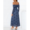 ZESICA Womens 2026 Fall Floral Wedding Guest Off the Shoulder Maxi Dresses | Long Sleeve, Soft Mesh Fabric Lined, A Line Flowy, High Waisted, Wedding Guest, Cocktail Party, Formal Elegant, Long Dress(Dustyblue)
