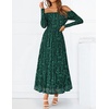 ZESICA Womens 2026 Fall Floral Wedding Guest Off the Shoulder Maxi Dresses | Long Sleeve, Soft Mesh Fabric Lined, A Line Flowy, High Waisted, Wedding Guest, Cocktail Party, Formal Elegant, Long Dress(Green)