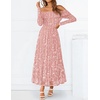 ZESICA Womens 2026 Fall Floral Wedding Guest Off the Shoulder Maxi Dresses | Long Sleeve, Soft Mesh Fabric Lined, A Line Flowy, High Waisted, Wedding Guest, Cocktail Party, Formal Elegant, Long Dress(Pink)