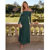 ZESICA Womens 2026 Fall Floral Wedding Guest Off the Shoulder Maxi Dresses | Long Sleeve, Soft Mesh Fabric Lined, A Line Flowy, High Waisted, Wedding Guest, Cocktail Party, Formal Elegant, Long Dress(Green)
