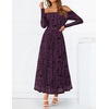 ZESICA Womens 2026 Fall Floral Wedding Guest Off the Shoulder Maxi Dresses | Long Sleeve, Soft Mesh Fabric Lined, A Line Flowy, High Waisted, Wedding Guest, Cocktail Party, Formal Elegant, Long Dress(Darkpurple)
