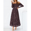 ZESICA Womens 2026 Fall Floral Wedding Guest Off the Shoulder Maxi Dresses | Long Sleeve, Soft Mesh Fabric Lined, A Line Flowy, High Waisted, Wedding Guest, Cocktail Party, Formal Elegant, Long Dress(Tanpurple)