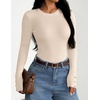 ZESICA Women’s Long Sleeve Button Soft Knit Pullover Sweaters | Crew Neck, Slim Fitted, Decorative Buttons, Business Casual Tops, Office Work, 2026 Early Fall Fashion Clothing(Apricot)