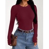 ZESICA Women’s Long Sleeve Button Soft Knit Pullover Sweaters | Crew Neck, Slim Fitted, Decorative Buttons, Business Casual Tops, Office Work, 2026 Early Fall Fashion Clothing(Wine)