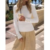 ZESICA Women’s Long Sleeve Button Soft Knit Pullover Sweaters | Crew Neck, Slim Fitted, Decorative Buttons, Business Casual Tops, Office Work, 2026 Early Fall Fashion Clothing(White)