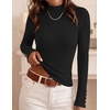 ZESICA Women’s Fall Long Sleeve Mock Neck Button Shirts Going Out Tops | Decorative Buttons, Lightweight, Slim Fitted, Business Casual, Daily Date, Work Office, 2026 Basic Layering Clothing(Black)