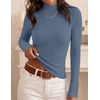 ZESICA Women’s Fall Long Sleeve Mock Neck Button Shirts Going Out Tops | Decorative Buttons, Lightweight, Slim Fitted, Business Casual, Daily Date, Work Office, 2026 Basic Layering Clothing(Dustyblue)