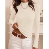 ZESICA Women’s Fall Long Sleeve Mock Neck Button Shirts Going Out Tops | Decorative Buttons, Lightweight, Slim Fitted, Business Casual, Daily Date, Work Office, 2026 Basic Layering Clothing(Beige)