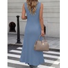ZESICA Women’s Sleeveless Long Cardigan Sweaters 2026 Summer V Neck Oversized Button Knit Duster Vest Top Beach Cover Up(Dustyblue)