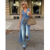 ZESICA Women’s Sleeveless Long Cardigan Sweaters 2026 Summer V Neck Oversized Button Knit Duster Vest Top Beach Cover Up(Dustyblue)