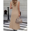 ZESICA Women’s Sleeveless Long Cardigan Sweaters 2026 Summer V Neck Oversized Button Knit Duster Vest Top Beach Cover Up(Khaki)