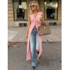 ZESICA Women’s Sleeveless Long Cardigan Sweaters 2026 Summer V Neck Oversized Button Knit Duster Vest Top Beach Cover Up(Pink)