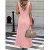 ZESICA Women’s Sleeveless Long Cardigan Sweaters 2026 Summer V Neck Oversized Button Knit Duster Vest Top Beach Cover Up(Pink)