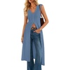 ZESICA Women’s Sleeveless Long Cardigan Sweaters 2026 Summer V Neck Oversized Button Knit Duster Vest Top Beach Cover Up(Dustyblue)