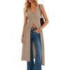 ZESICA Women’s Sleeveless Long Cardigan Sweaters 2026 Summer V Neck Oversized Button Knit Duster Vest Top Beach Cover Up(Khaki)