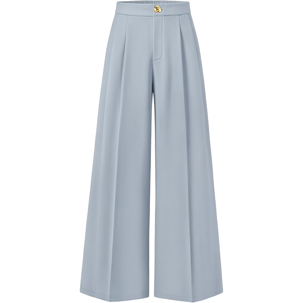 image:imageZESICA Womens Wide Leg Dress Pants 2026 High Waisted Work Palazzo Pants Office Business Casual Flowy Trousers SlacksBlue