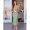 ZESICA 2026 Summer Strapless Floral Cocktail Wedding Guest Dress for Women(Green)