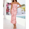 ZESICA 2026 Summer Strapless Floral Cocktail Wedding Guest Dress for Women(Pink)