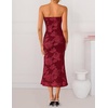 ZESICA 2026 Summer Strapless Floral Cocktail Wedding Guest Dress for Women(Red)