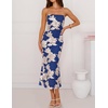 ZESICA 2026 Summer Strapless Floral Cocktail Wedding Guest Dress for Women(Royalblue)
