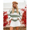ZESICA Womens Long Sleeve Oversized Striped Knitted Sweaters(Green)