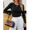 ZESICA Womens Long Sleeve Ribbed Knit Fitted Sweaters Tops(Black)