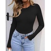 ZESICA Womens Long Sleeve Ribbed Knit Fitted Sweaters Tops(Black)
