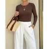 ZESICA Womens Long Sleeve Ribbed Knit Fitted Sweaters Tops(Coffee)