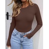 ZESICA Womens Long Sleeve Ribbed Knit Fitted Sweaters Tops(Coffee)