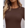 ZESICA Womens Long Sleeve Ribbed Knit Fitted Sweaters Tops(Coffee)