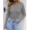 ZESICA Womens Long Sleeve Ribbed Knit Fitted Sweaters Tops(Grey)
