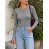 ZESICA Womens Long Sleeve Ribbed Knit Fitted Sweaters Tops(Grey)