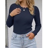 ZESICA Womens Long Sleeve Ribbed Knit Fitted Sweaters Tops(Navy)