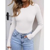 ZESICA Womens Long Sleeve Ribbed Knit Fitted Sweaters Tops(White)