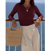 ZESICA Womens Long Sleeve Ribbed Knit Fitted Sweaters Tops(Winered)