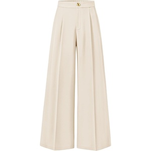 ZESICA Womens Wide Leg Dress Pants 2026 High Waisted Work Palazzo Pants Office Business Casual Flowy Trousers Slacks(Beige)