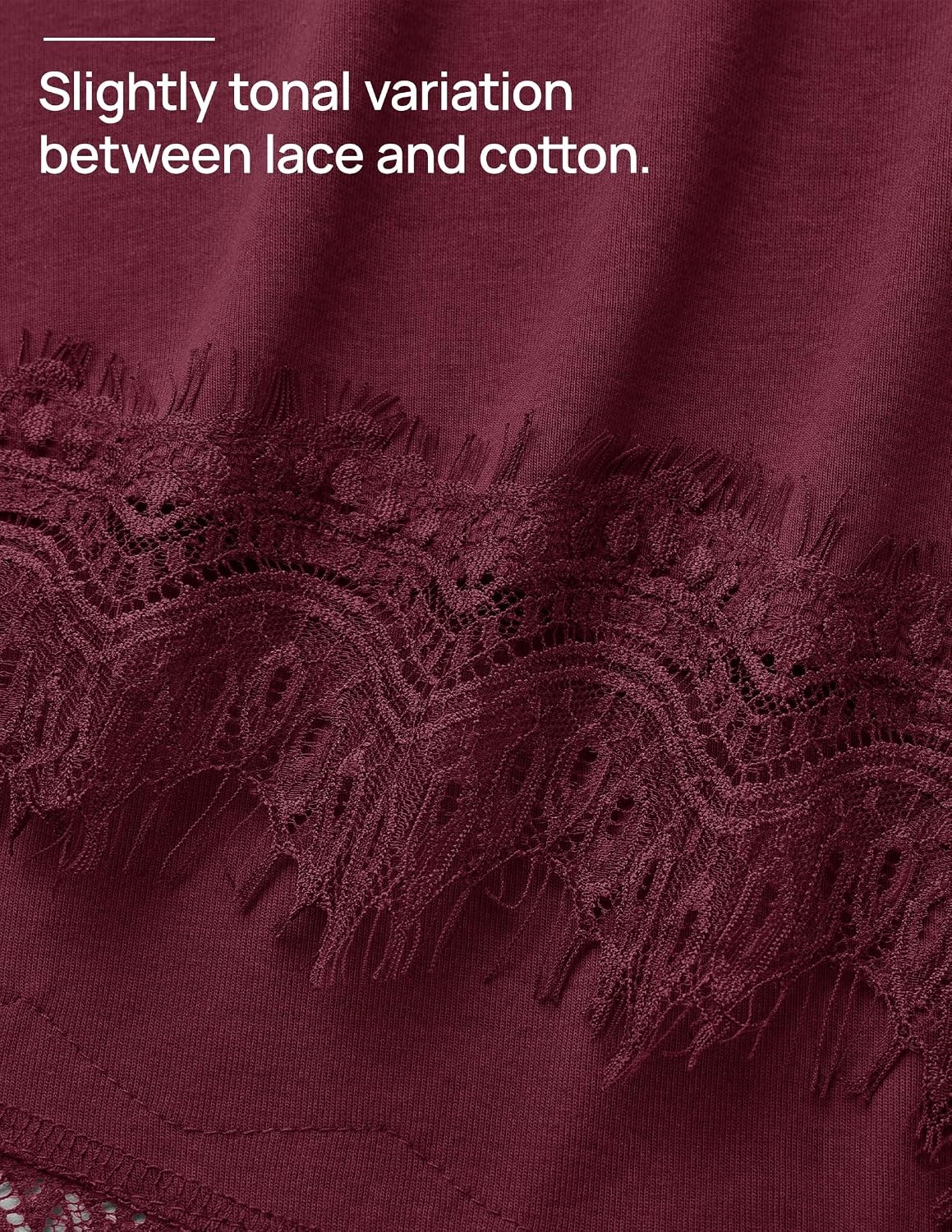 image:imageZESICA Womens Summer Oversized TShirts Asymmetrical Lace Going Out TopsBurgundy