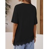 ZESICA Women’s Summer Oversized T-Shirts Asymmetrical Lace Going Out Tops(Black)