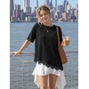 ZESICA Women’s Summer Oversized T-Shirts Asymmetrical Lace Going Out Tops(Black)