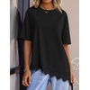 ZESICA Women’s Summer Oversized T-Shirts Asymmetrical Lace Going Out Tops(Black)