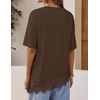 ZESICA Women’s Summer Oversized T-Shirts Asymmetrical Lace Going Out Tops(Brown)