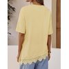ZESICA Women’s Summer Oversized T-Shirts Asymmetrical Lace Going Out Tops(Butter Yellow)