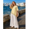 ZESICA Women’s Summer Oversized T-Shirts Asymmetrical Lace Going Out Tops(Butter Yellow)