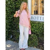 ZESICA Women’s Summer Oversized T-Shirts Asymmetrical Lace Going Out Tops(Dusty Pink)