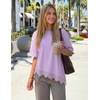 ZESICA Women’s Summer Oversized T-Shirts Asymmetrical Lace Going Out Tops(Dusty Purple)