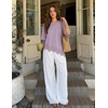 ZESICA Women’s Summer Oversized T-Shirts Asymmetrical Lace Going Out Tops(Dusty Purple)