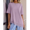 ZESICA Women’s Summer Oversized T-Shirts Asymmetrical Lace Going Out Tops(Dusty Purple)