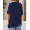 ZESICA Women’s Summer Oversized T-Shirts Asymmetrical Lace Going Out Tops(Navy)